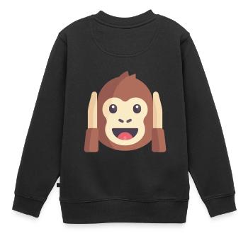 émoticône de singe mignon - Sweat Premium enfant bio - noir - Dos - AI Model Kid Female (0cm)
