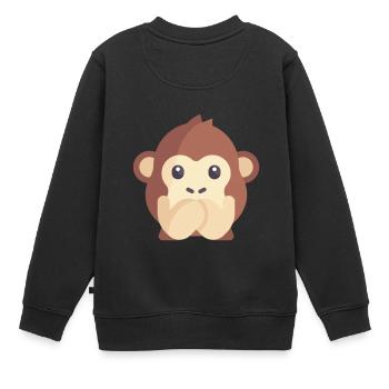 émoticône de singe mignon - Sweat Premium enfant bio - noir - Dos - AI Model Kid Female (0cm)