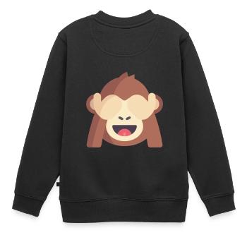 émoticône de singe mignon - Sweat Premium enfant bio - noir - Dos - AI Model Kid Female (0cm)