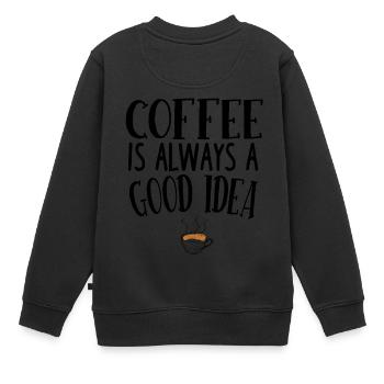 Kaffee - Kinder Premium Organic Sweatshirt - Schwarz - Hinten - AI Model Kid Female (0cm)