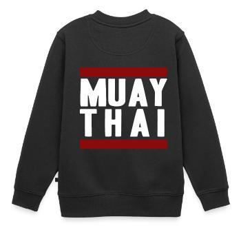 MuayThai - Kinder Premium Organic Sweatshirt - Schwarz - Hinten - AI Model Kid Female (0cm)