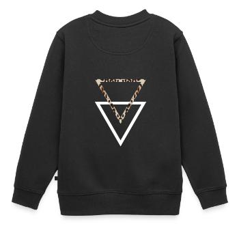 Triangles Scandinaves en l’optique leopard - Sweat Premium enfant bio - noir - Dos - AI Model Kid Female (0cm)