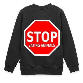 STOP EATING ANIMALS - Kinder Premium Organic Sweatshirt - Schwarz - Hinten - AI Model Kid Female (0cm)
