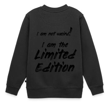 not weird -> Limited Edition - Kinder Premium Organic Sweatshirt - Schwarz - Hinten - AI Model Kid Female (0cm)