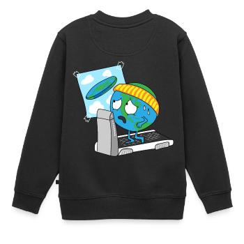 terre rond disque disque de terre globe terrestre planète - Sweat Premium enfant bio - noir - Dos - AI Model Kid Female (0cm)