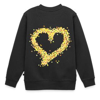 Herz gelb - Kinder Premium Organic Sweatshirt - Schwarz - Hinten - AI Model Kid Female (0cm)