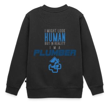 Klempner - Kinder Premium Organic Sweatshirt - Schwarz - Hinten - AI Model Kid Female (0cm)