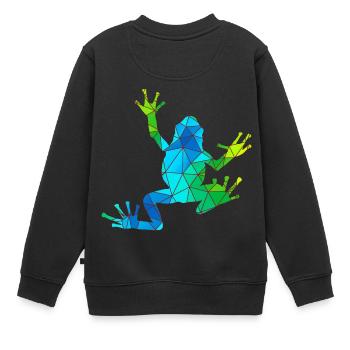 Frosch - Kinder Premium Organic Sweatshirt - Schwarz - Hinten - AI Model Kid Female (0cm)