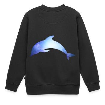 Delphin - Kinder Premium Organic Sweatshirt - Schwarz - Hinten - AI Model Kid Female (0cm)