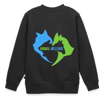 Animal Welfare Katze Hund Pferd Kaninchen - Kinder Premium Organic Sweatshirt - Schwarz - Hinten - AI Model Kid Female (0cm)