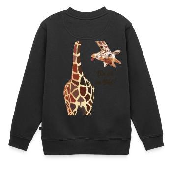 Giraffe, bin ich im Bild? - Kinder Premium Organic Sweatshirt - Schwarz - Hinten - AI Model Kid Female (0cm)