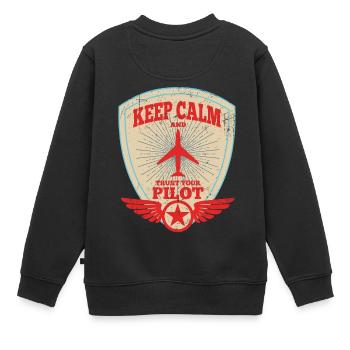 Pilot Luftfahrzeugführer Flugzeug Jet Geschenk - Kinder Premium Organic Sweatshirt - Schwarz - Hinten - AI Model Kid Female (0cm)