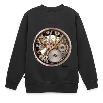 Uhrwerk-Mechanisches Ziffernblatt Design Shirt - Kinder Premium Organic Sweatshirt - Schwarz - Hinten - AI Model Kid Female (0cm)