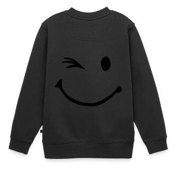 Zwinkern - Kinder Premium Organic Sweatshirt - Schwarz - Hinten - AI Model Kid Female (0cm)