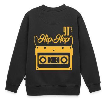 Hip Hop 90 - Sweat Premium enfant bio - noir - Dos - AI Model Kid Female (0cm)