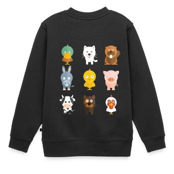 Animaux de la ferme - Sweat Premium enfant bio - noir - Dos - AI Model Kid Female (0cm)
