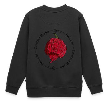 Carolina Reaper Chili Chilli Pepper Spicy Scharf - Kinder Premium Organic Sweatshirt - Schwarz - Hinten - AI Model Kid Female (0cm)