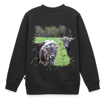 Das Tiroler Grau Vieh ist eine alte Rinderrasse - Kinder Premium Organic Sweatshirt - Schwarz - Hinten - AI Model Kid Female (0cm)