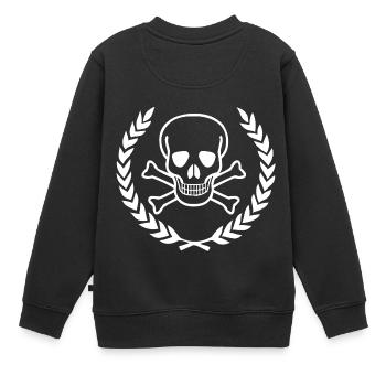 Totenkopf in Kranz - Kinder Premium Organic Sweatshirt - Schwarz - Hinten - AI Model Kid Female (0cm)