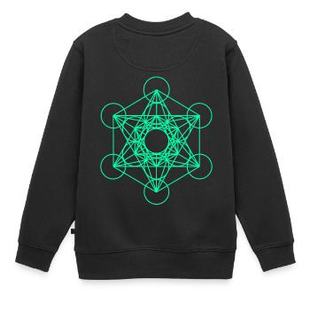 Metatrons Würfel 10 - Kinder Premium Organic Sweatshirt - Schwarz - Hinten - AI Model Kid Female (0cm)