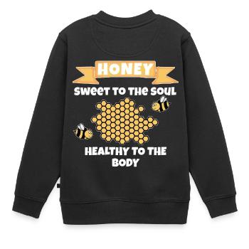 cadeau sucré miel pour nectar nid d'abeille abeille apiculteur - Sweat Premium enfant bio - noir - Dos - AI Model Kid Female (0cm)
