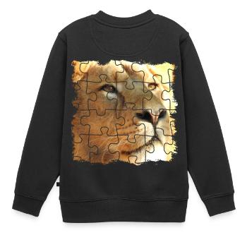 Lion puzzle, symbole de force et de force - Sweat Premium enfant bio - noir - Dos - AI Model Kid Female (0cm)