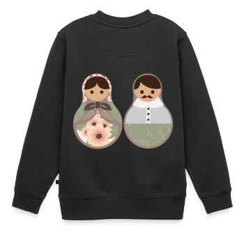 Russland Liebespaar Matroschka Puppen Geschenk - Kinder Premium Organic Sweatshirt - Schwarz - Hinten - AI Model Kid Female (0cm)