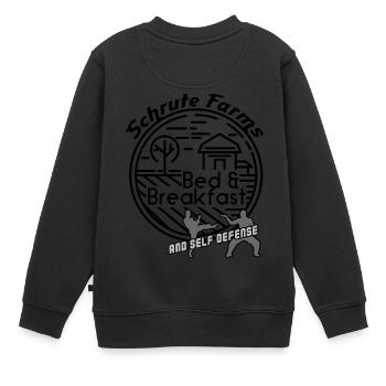 Schrute Farms chambres d’hôtes et autodéfense - Sweat Premium enfant bio - noir - Dos - AI Model Kid Female (0cm)
