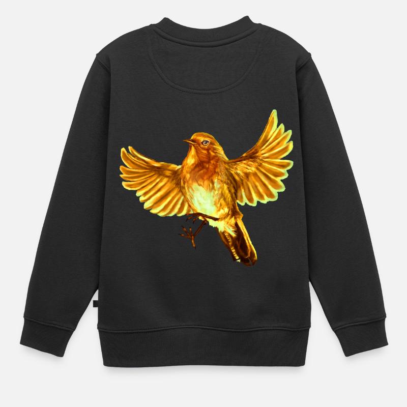 gelber Vogel - Kinder Premium Organic Sweatshirt - Schwarz