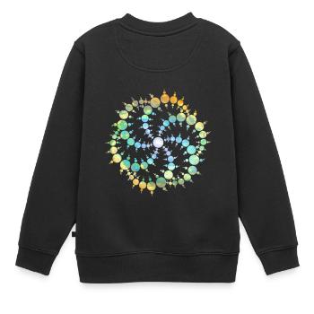 Kornkreis / Crop Circle Spiral - Galaxy Universum - Kinder Premium Organic Sweatshirt - Schwarz - Hinten - AI Model Kid Female (0cm)