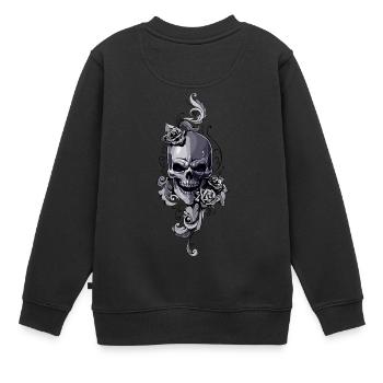 Skull & Roses - Sweat Premium enfant bio - noir - Dos - AI Model Kid Female (0cm)