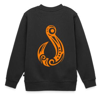 Maori Fishhook Matau Orange - Sweat Premium enfant bio - noir - Dos - AI Model Kid Female (0cm)