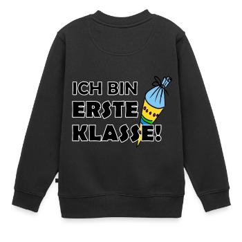 Ich bin erste Klasse! Schulanfänger-Shirt - Kinder Premium Organic Sweatshirt - Schwarz - Hinten - AI Model Kid Female (0cm)