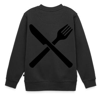Besteck - Kinder Premium Organic Sweatshirt - Schwarz - Hinten - AI Model Kid Female (0cm)
