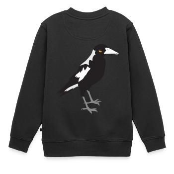 Maggie pie visage sérieux - Sweat Premium enfant bio - noir - Dos - AI Model Kid Female (0cm)