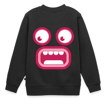 Shocked surprised tiki face - Kids Premium Organic Sweatshirt - black - Back - AI Model Kid Female (0cm)