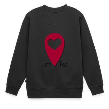 Localisation Herz « Happy Place » - Sweat Premium enfant bio - noir - Dos - AI Model Kid Female (0cm)