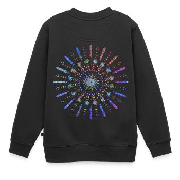 Mandala Yoga tribal Sonne strahlend blau bunt - Kinder Premium Organic Sweatshirt - Schwarz - Hinten - AI Model Kid Female (0cm)