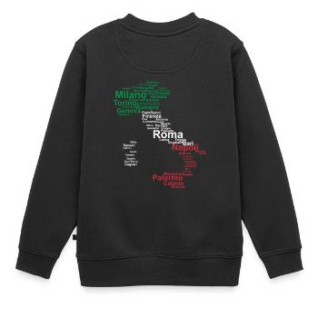 Italie drapeau contour villes voyage voyage Rome - Sweat Premium enfant bio - noir - Dos - AI Model Kid Female (0cm)