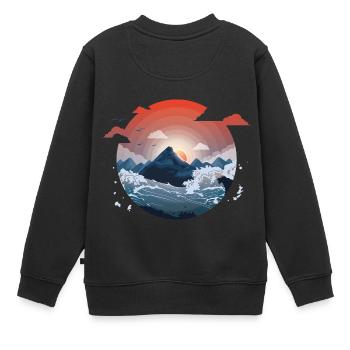 Umgeben vom Sturm - Kinder Premium Organic Sweatshirt - Schwarz - Hinten - AI Model Kid Female (0cm)