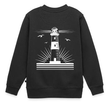 Leuchtturm am Meer - Kinder Premium Organic Sweatshirt - Schwarz - Hinten - AI Model Kid Female (0cm)