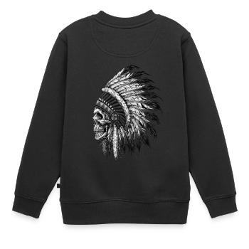 Indianischer Ureinwohner-Schädel - Kinder Premium Organic Sweatshirt - Schwarz - Hinten - AI Model Kid Female (0cm)