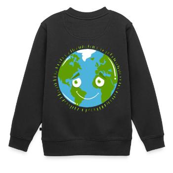 Planète timide TERRE - Sweat Premium enfant bio - noir - Dos - AI Model Kid Female (0cm)