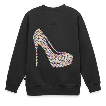 Schuhe - Kinder Premium Organic Sweatshirt - Schwarz - Hinten - AI Model Kid Female (0cm)