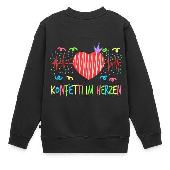 Buntes TStück "Konfetti im Herzen", das "Konfetti - Kinder Premium Organic Sweatshirt - Schwarz - Hinten - AI Model Kid Female (0cm)