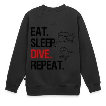 Eat Sleep Dive Repeat - Hammerhai - Sweat Premium enfant bio - noir - Dos - AI Model Kid Female (0cm)