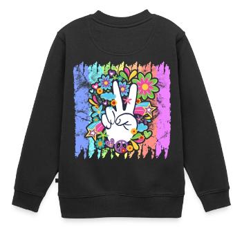 Hippie Peace Regenbogen | Hippies 60er Geschenke - Kinder Premium Organic Sweatshirt - Schwarz - Hinten - AI Model Kid Female (0cm)