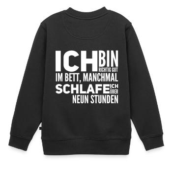 ich bin ein Langschläfer - Kinder Premium Organic Sweatshirt - Schwarz - Hinten - AI Model Kid Female (0cm)