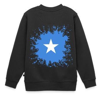 Somalia Flagge Farbspritzer - Kinder Premium Organic Sweatshirt - Schwarz - Hinten - AI Model Kid Female (0cm)