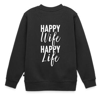 Femme heureuse, vie heureuse - Sweat Premium enfant bio - noir - Dos - AI Model Kid Female (0cm)